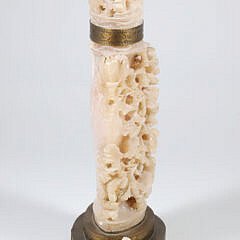 Antique Chinese Carved Soapstone Lamp