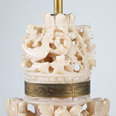 Antique Chinese Carved Soapstone Lamp