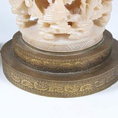 Antique Chinese Carved Soapstone Lamp