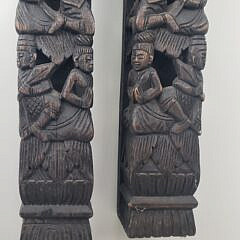 Pair of Figural Carved Asian Wall Columns