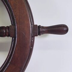 Vintage Mahogany and Chrome Six Spoke Ships Wheel
