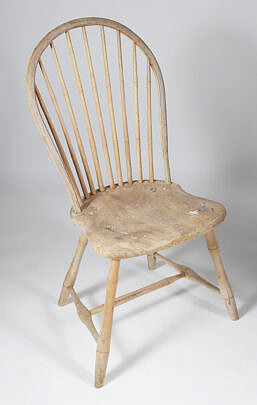 Rare Nantucket Nine Spindle Bow Back Windsor Side Chair, circa 1817