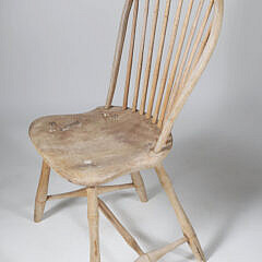 Rare Nantucket Nine Spindle Bow Back Windsor Side Chair, Stamped “BB”, circa 1817