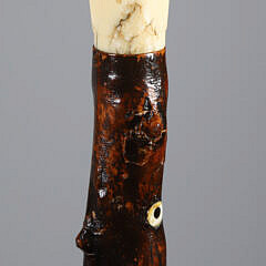 Sailor Made Antique Walrus Ivory and Branch Walking Stick, 19th Century