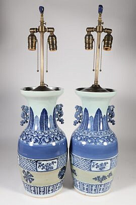 Pair of Canton Chinese Porcelain Vases