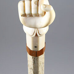 Whaler Made Clenched Fist Walking Stick, circa 1860