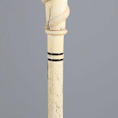 Whaler Made Clenched Fist with Serpent Walking Stick, circa 1850-1860