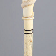 Whaler Made Clenched Fist with Serpent Walking Stick, circa 1850-1860