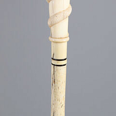 Whaler Made Clenched Fist with Serpent Walking Stick, circa 1850-1860