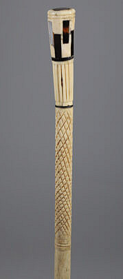 Whaler Made Reeded Grip Walking Stick, circa 1860