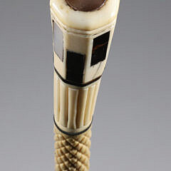 Whaler Made Reeded Grip Walking Stick, circa 1860