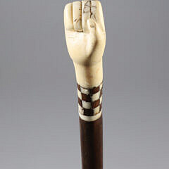 Whaler Made Clenched Fist Walking Stick, Mid-19th Century