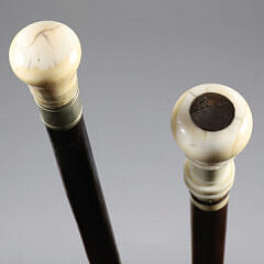 Two Whaler Made Walking Sticks, mid 19th Century