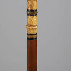 Unique Whaler Made Carved Horn Right Whale Cane, circa 1850-1860
