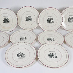 Set pf 10 Royal Cauldon Pictorial Dinner Plates 19th Century