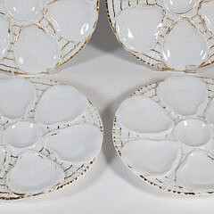 Set of Four Antique Gold Gilt Oyster Plates