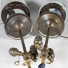 Pair of Chinese Blue and White Porcelain Vases Mounted as Lamps