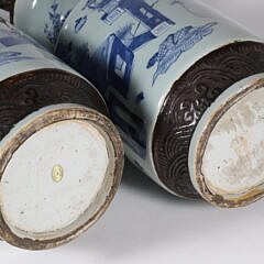 Pair of Chinese Blue and White Porcelain Vases Mounted as Lamps