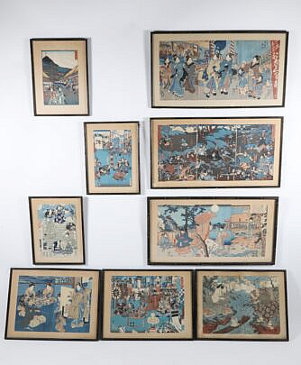 Collection of 9 Japanese Woodblock Prints