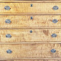 Fine American Chippendale Tiger Maple Graduated Six Drawer Tall Chest, 18th Century