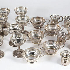 Collection of 29 Sterling Silver Reticulated Cordials Desserts and Champagne Aperitifs