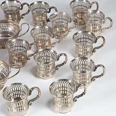 Collection of 29 Sterling Silver Reticulated Cordials Desserts and Champagne Apertifs
