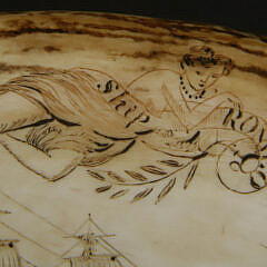 Fine Scrimshaw Whale Tooth “Ship Romeo”, 19th Century