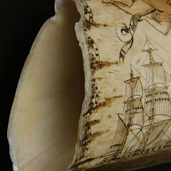 Fine Scrimshaw Whale Tooth “Ship Romeo”, 19th Century
