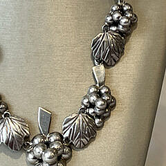Vintage Mexican 925 Sterling Silver Grape and Leaf Necklace