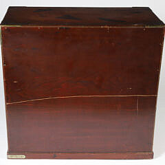 Antique Japanese Multi-wood Inlaid and Painted Lacquer Cabinet, 19th Century