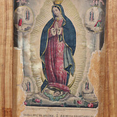 Leather Wrapped Floral Painted Chinese Export Camphorwood Trunk, 19th Century