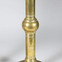 Pair of Antique Persian Engraved Brass Candlesticks, Dated 1914