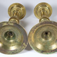 Pair of Antique Persian Engraved Brass Candlesticks, Dated 1914