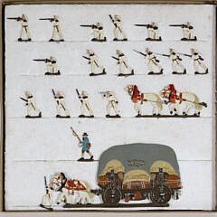 Vintage Boxed Set of Military Lead Figures, Horse and Carriage