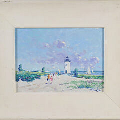 Nicholaas Van der Plas Oil on Board “Approaching the Lighthouse”