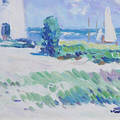 Nicholaas Van der Plas Oil on Board “Approaching the Lighthouse”