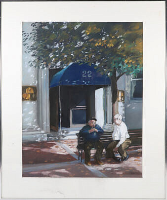 David Shall Pastel on Paper "Conversation"