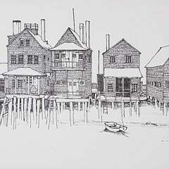 Roy Bailey Pencil Signed Etching “North Wharf – Nantucket”