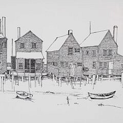 Roy Bailey Pencil Signed Etching “North Wharf – Nantucket”