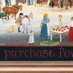 Elizabeth Mumford Folk Art Oil on Board “View of Lower Main Street”