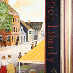 Elizabeth Mumford Folk Art Oil on Board “View of Lower Main Street”