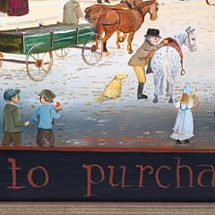 Elizabeth Mumford Folk Art Oil on Board “View of Lower Main Street”