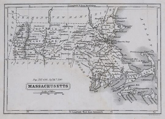 G.W. Boyton Miniature Boston Massachusetts Map Circa 1841