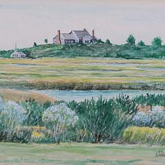 Harold Humphrey Watercolor on Paper “UMass Field Station, Nantucket”