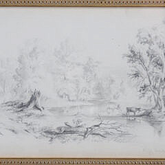 Henry W. Waugh (1835-1865) Graphite Landscape "Clifty Creek" 19th Century