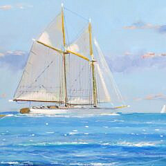 William W. Lowe Oil on Linen “Schooners at Sea”