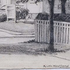 Ruth Haviland Sutton Mixed Media on Paper “Summer Street Nantucket” circa 1940