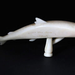 Signed Charlie Sayle Sr Carved Bone Great Blue Shark, circa 1969