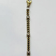 14k Yellow and White Gold Link Bracelet, D.A.G. Italy