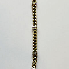 14k Yellow and White Gold Link Bracelet, D.A.G. Italy